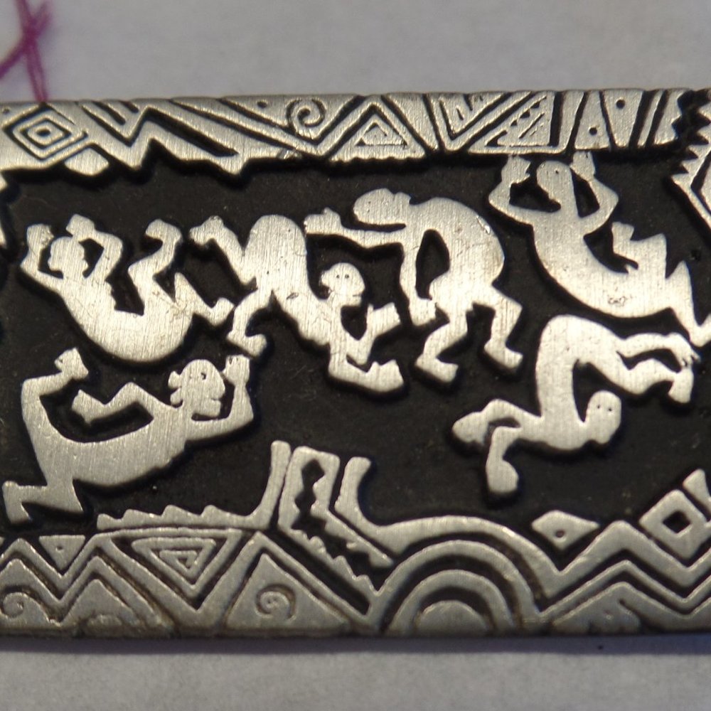 Alice Seely 2000 Pewter Brooch  Petroglyph Kokopel